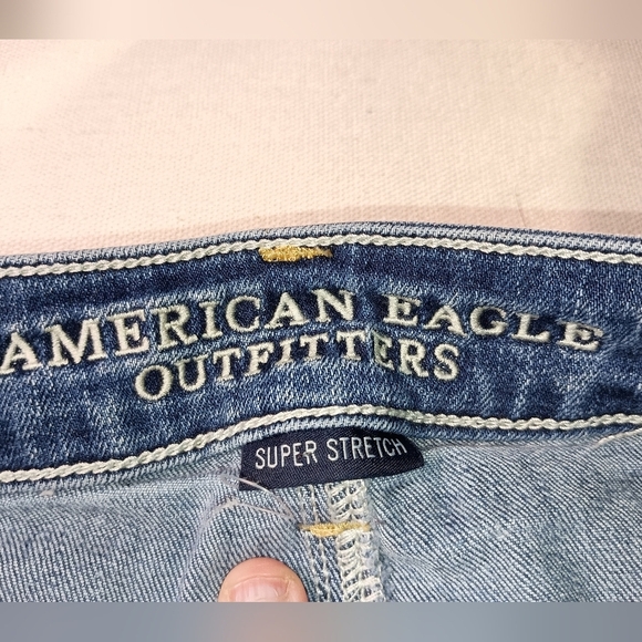 2/$30 Light Blue AMERICAN EAGLE Boyfriend Jeans Grunge Distressed Rips (#469) - Picture 2 of 6